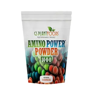 14-0-0 Amino Power Powder by GS Plant Foods | Plant-Based Organic Nitrogen Fertilizer with 18 Amino Acids for Faster Growth, Greener Leaves & Stronger Roots | Gardens, Turf & Hydroponics