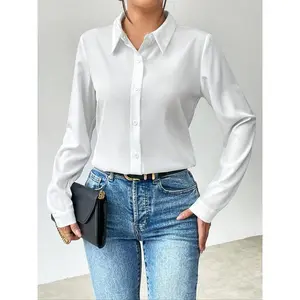 Women’s collared long-sleeve shirt, simple commuter single-button slim-fit professional top, elegant office uniform GARMENTARY