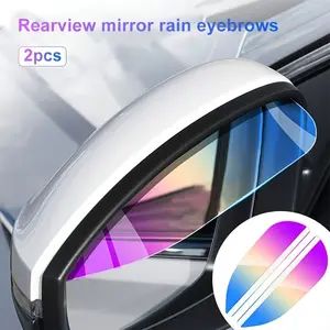New Rainbow Car Eyebrow Rain Visor, Anti-Reflective Mirror, Rearview Mirror Rain Cover, Easy Installation, Practical and Affordable