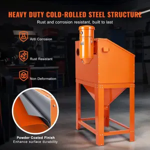 fathersdaygift VEVOR 90 Gallon Sandblasting Cabinet with 1.8 Gallon Dust Collection System, 40-120PSI Sand Blasting Cabinet with Stand, Heavy Duty Sand Blaster with Blasting Gun 4 Nozzles for Paint, Rust Removal