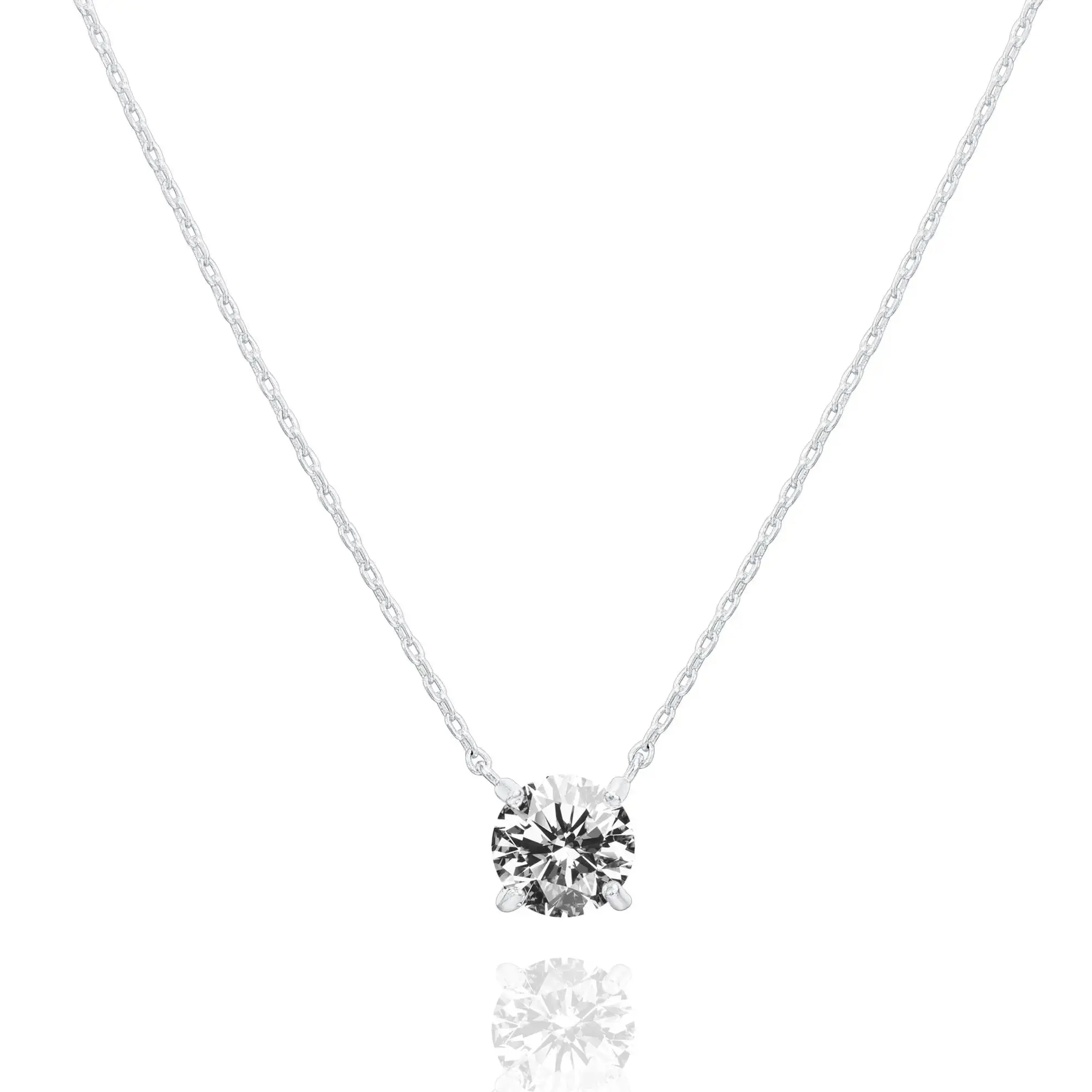 1.5 Carat Cubic Zirconia Solitaire Pendant Necklace - 14K Gold Plated Choker Necklace with Cubic Zirconia Crystal - Hypoallergenic Gold Jewelry Dainty Necklaces for Women