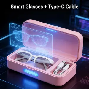 NEWYEAR Smart Glasses with Bluetooth 6.0 Wireless Headphones Dual Microphones UV Protection 5-Hour Battery Fast Type-C Charging Wearable Mics Chargeable Glasses