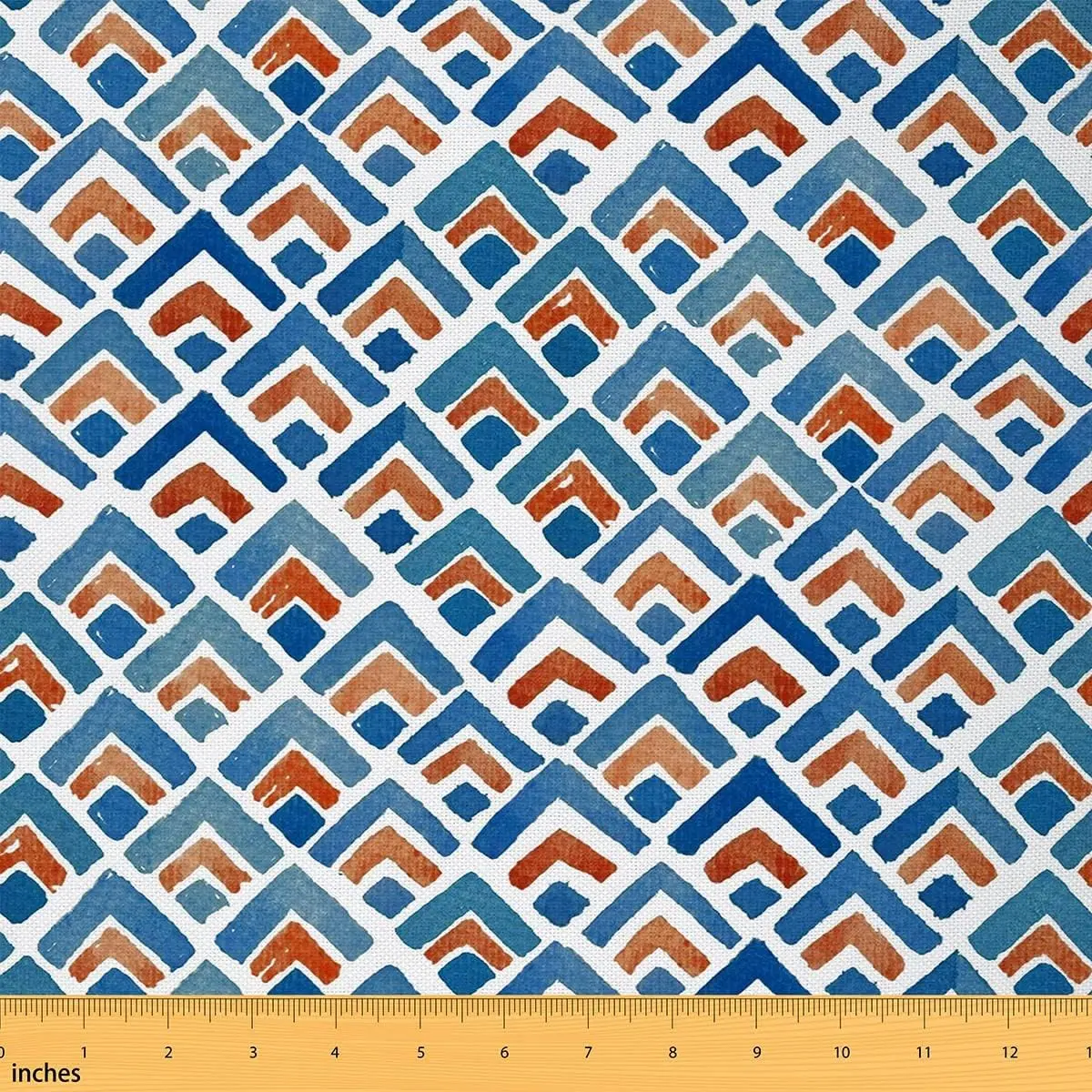 Japanese Geometric Fabric by The Yard,1 Yard,Watercolor Abstract Chevron Japanese Style Upholstery Fabric,Traditional Pattern Waterproof Fabric, Geometric Pattern Design