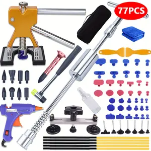 Paintless Dent Repair Tool Kit 77pcs Car Dent Puller with Hot Melt Adhesive for Auto SUV Motorcycle Small Dents Vehicle Repair Kit