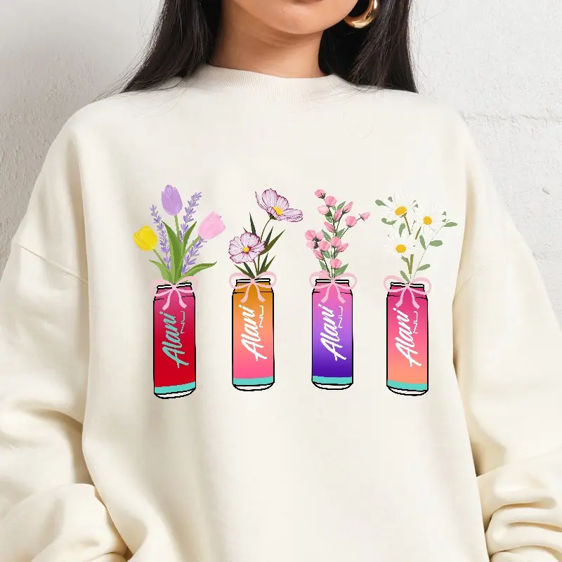 Alani Nu Sweatshirt, Alani Nu Flower Crewneck - Every Style Imaginable - Shades For Everyone - Your Size Here - Celebrity Style Comfy Smooth