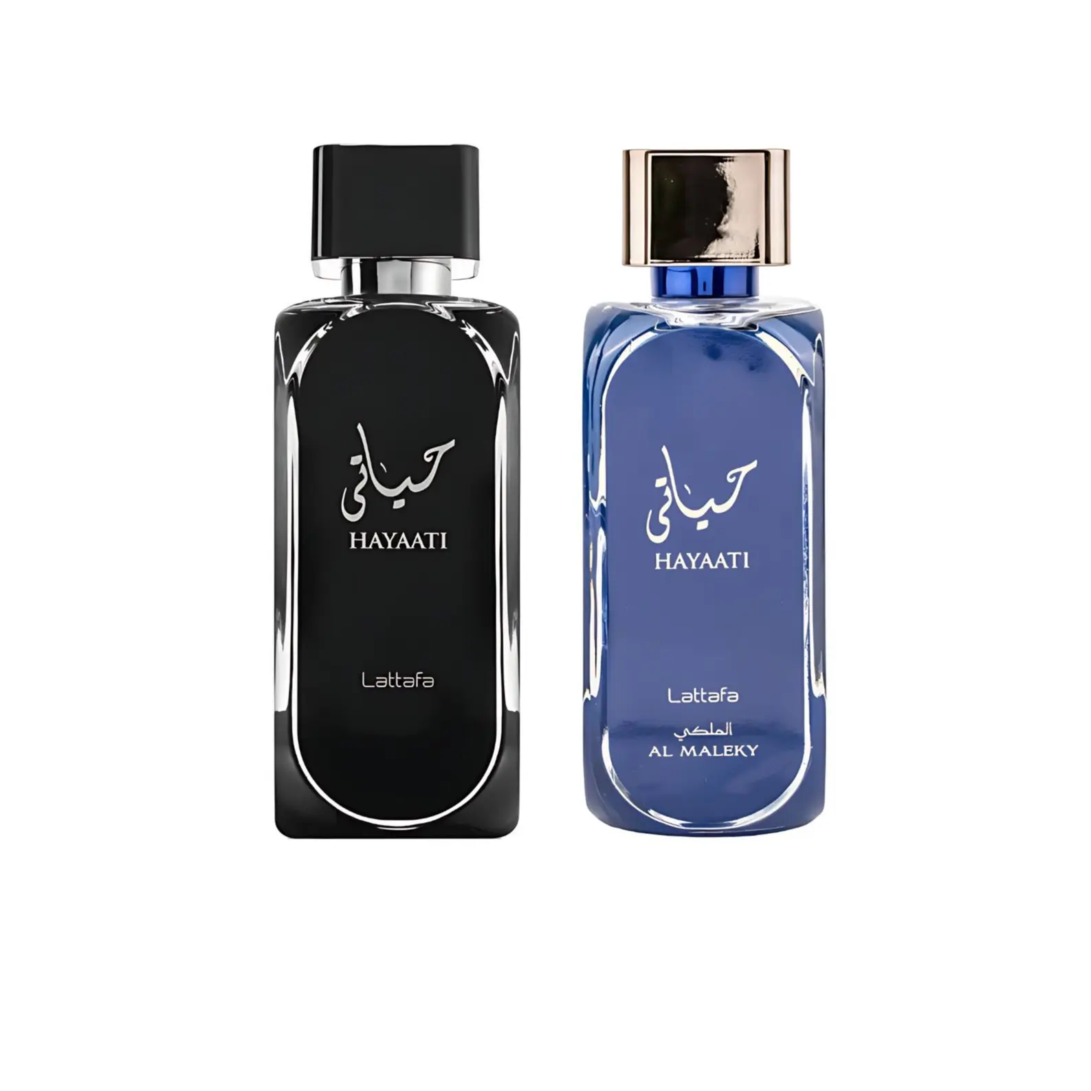Oudlash Bundle | Lattafa Hayaati 2-Piece Fragrance Gift Set - Black & Maleky 100 ml Liquid Perfumes Each, Regular Edition, with Amber, Cinnamon & Fresh Fruity Musk Notes