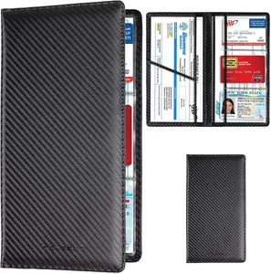 Car Registration and Insurance Card Holder, Vehicle License Document Glove Box Compartment Organizer, Interior Car Accessories for Women Men Teens (Carbon Fiber Black)