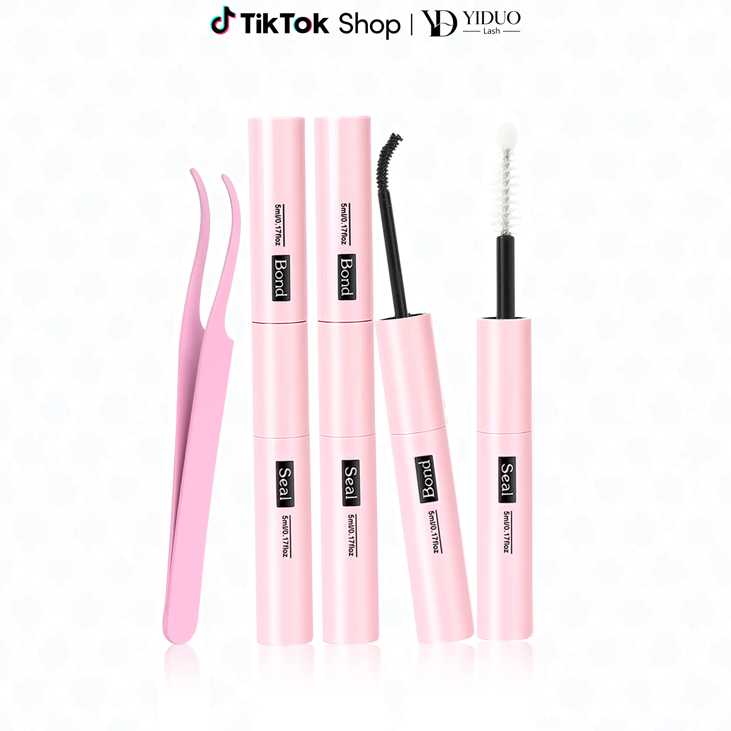 YiDuo Liquid Lash Cluster Glue Bond and Seal - 5ml+5ml Waterproof Base Eyelash Adhesive, Long-Lasting for Adults Home Use, Lash Extensions Remover, Includes 1 Pair of Tweezers (Back To School)