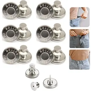 6 count  Fit Instant Button, Instant Buttons, Jean Replacement Buttons Removable Button No Sew Buttons to Extend or Reduce an Inch to Any Pants  in Seconds!