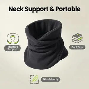 Portable Wrap-Around Neck Support Pillow for Airplane, Train Hard Seat, Long Distance Travel & Nap – Full Enclosure Sleeping Gadget with Perfect Neck Brace Solid Color Memory Foam