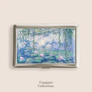 Water Lilies by Claude Monet Cigarrette Case Zigarettenetui Wallet Vintage Metal 100s Blunt Holder