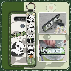 Wristband Anti-knock Phone Case For LG Stylo6 Durable Back Cover Silicone Phone Holder Shockproof Lanyard Kickstand Soft case Dirt-resistant Cute Anti-dust protective ring Cartoon