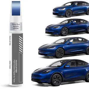 car stuffCar Touch Up Paint(Deep Blue Metallic(PPSB)) for Tesla Model Y/3/S/X, 2 in 1 DIY Car Paint Scratch Repair Kit with Pen Tip & Brush, Scratch Remover Pen wit