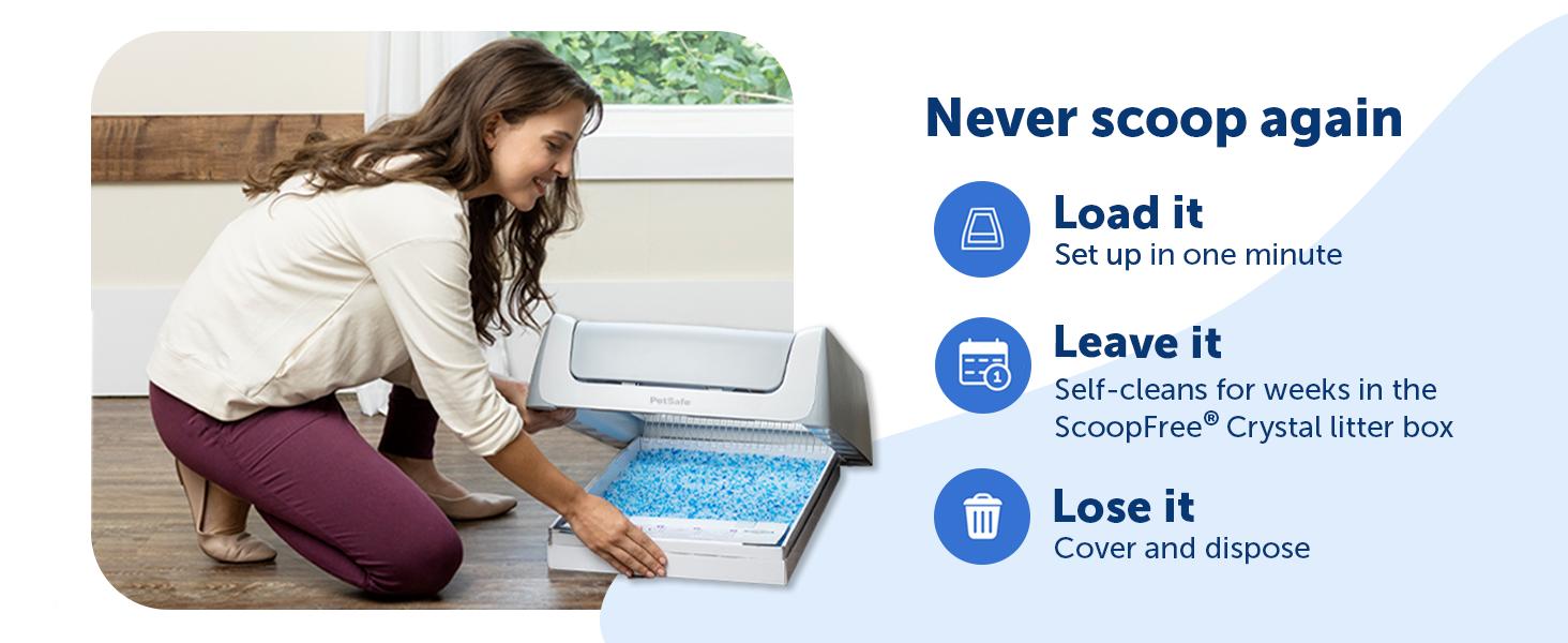 PetSafe ScoopFree Crystal Cat Litter Refill Trays 3-Pack - Disposable Leak-Proof Automatic Litter Box Replacement with Fresh Scent Odor Control Technology - 4.3 lbs Each Tray