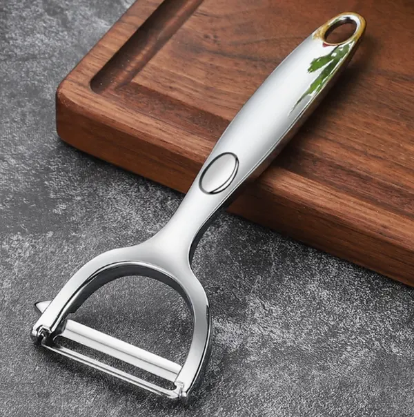 Heavy-Duty Stainless Steel Y-Peeler With Ergonomic Handle And Dual Sharp Blades — Perfect For Quickly Peeling Potatoes, Carrots, Or Apples Without Slipping Or Wasting Flesh