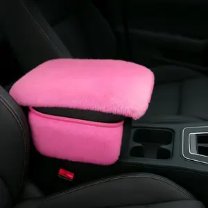 Fluffy  Armrest Cover with Side Pockets  Plush Fuzzy  Center Console Armrest Cushion Pad, Universal Winter  Interior Protector, Soft Arm Rest Cover with Storage for Women & Men ()