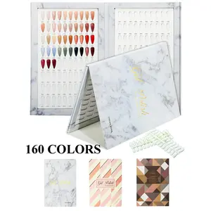 160 Nail Color Book with 240 False Tips, Professional Nail Color Swatches Book for Polish UV Gel, Essential Beauty Tool Nail Art, Manicure
