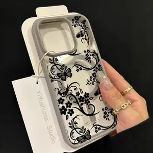 Luxury Magsafe Transparent Phone Case, Case For iPhone 16 Pro X XS MAX 11 12 13 14 15 Plus Series Case Magnetic Wireless Charge Cover, Decorative Phone Protective Cover