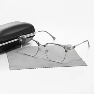 Simple Anti-blue Light  Semi-rimless Browline Eyeglasses for Everyday Use, Basic Frame Fashion Eyeglasses for Women & Men, Fashion Eyeglasses for Party, Daily Clothing Decor, Perfect for Student Daily Use,With eyeglass case and eyeglass cloth