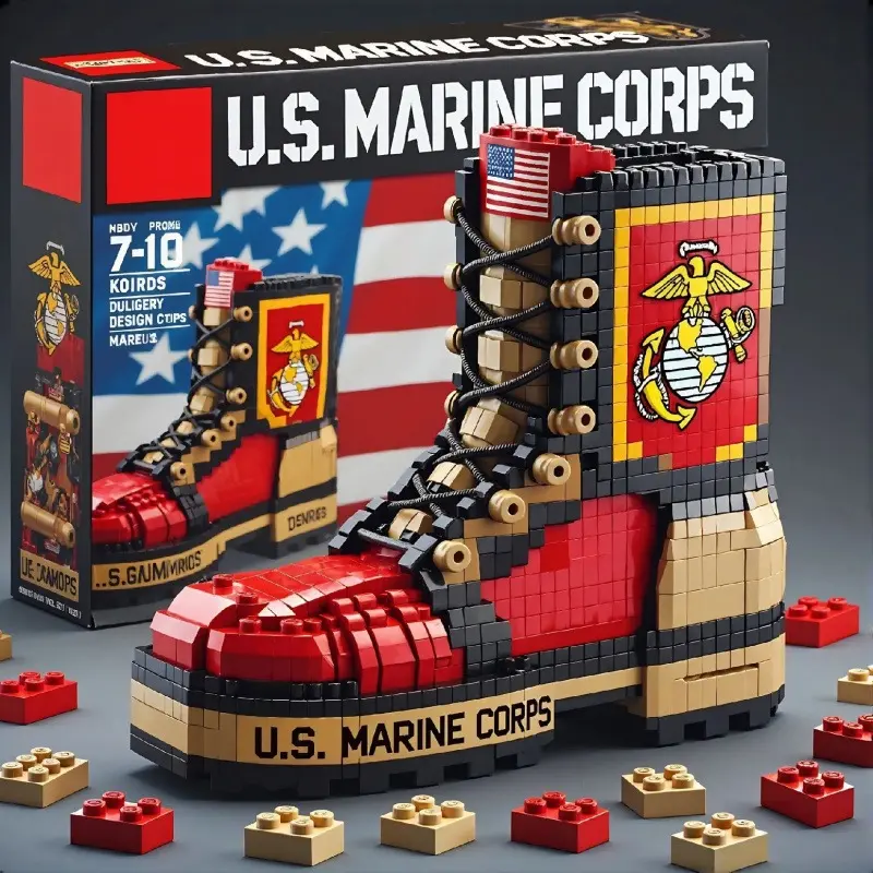 Articulated Tactical Boot Jointed Model Building Kit - Army-Themed DIY Creative Building Block Assembly Bricks, Marine Corps Building Module Set, Adventure Toy, Cool Birthday Gift for Boys