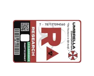 Resident Evil "Umbrella Research" Accesss Card Credit Debit EBT Chip Card Vinyl High Gloss Cover Sticker Decorative Waterproof Stain Resistant