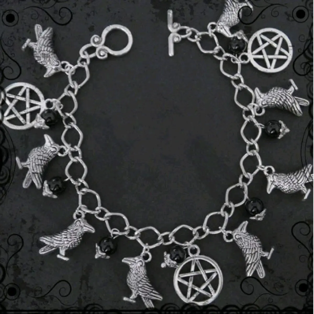 Brujas Witchy Raven Pentagram Bracelet/Anklet for Women, Fashion Accessory