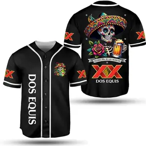 Dos Equis Día De Los Muertos Baseball Jersey – Sugar Skull Beer Shirt, Mexican Fiesta Costume for Him Her