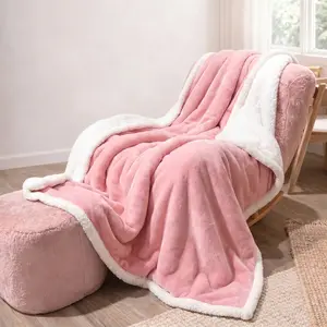 Cosybay Pink Sherpa Fleece Throw Blanket, Double Sided Super Soft Cozy Flannel Plush Reversible Warm Winter Blanket for Bed Couch Sofa, Lightweight Thick Fuzzy Blanket for Kids Girls Bedroom Home Decor, All Season Thermal Comfy Travel Camping Lap Blanket