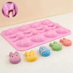 2 PCS Easter Bunny and Egg Silicone Mold, Food-grade Easy Demolding, for Chocolate Jelly Mousse, Household DIY Baking Mold, Baking Tools