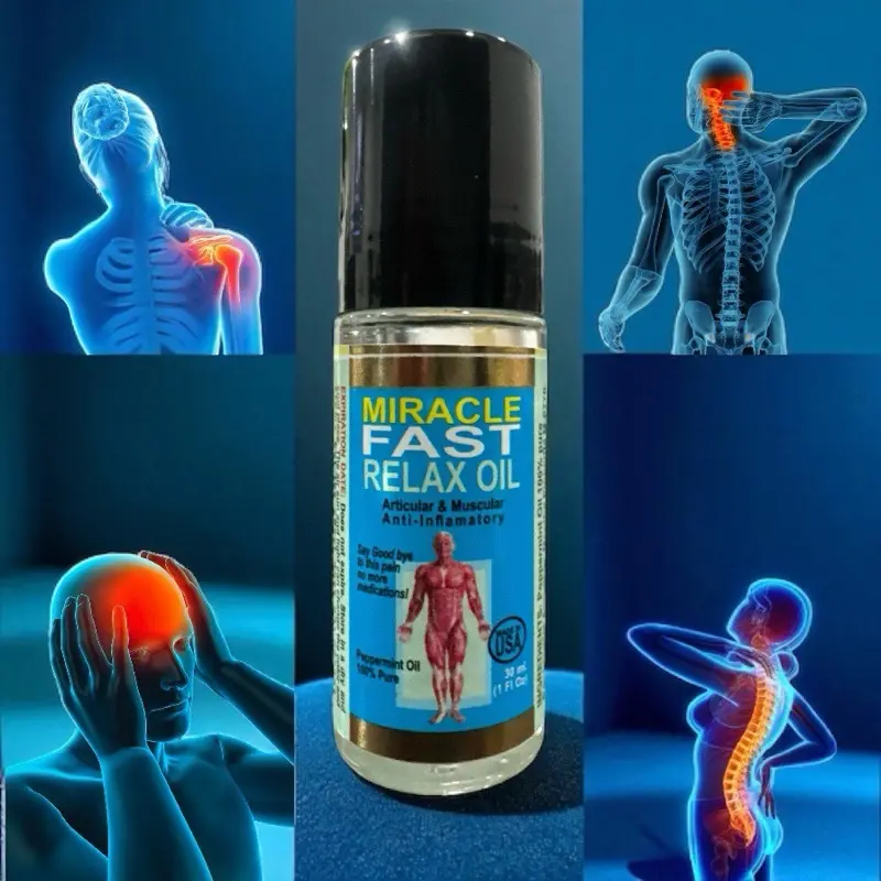 Miracle Fast Relax Oil - Roll-on Bottle 100% Peppermint Aromatherapy Oil - Reliefs Muscular Tension, Soothes Aches & Stress Therapeutic Grade, stress relief oil, roll-on essential oil, oil for massage