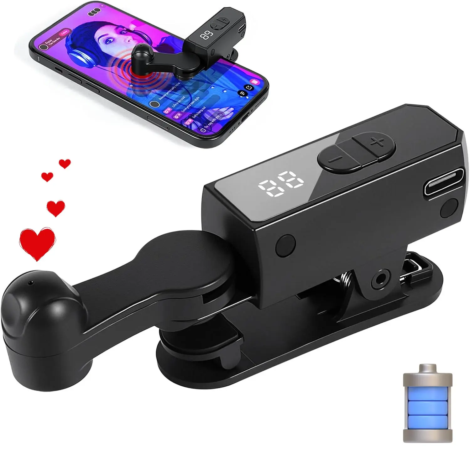 Smart Tapper Auto Clicker Pro - Portable Auto Clicker Built-in Battery with Strong Battery Life Hands-Free Silent Operation Handy, Auto Tapper for Tiktok Live，Gaming,Likes & Reward Tasks (Black)