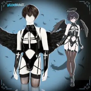 Velombrance From Koruraclub Dark Cross Wings Strappy Outfit (4-Piece Set)AS07 tiktokshopspringglowup