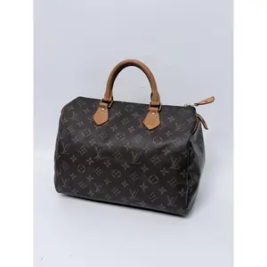 Pre-owned Louis Vuitton Monogram Coated Canvas with Vachetta Leather Trim Top Handle Monogram Canvas Speedy 30 Handbag Shoulder Bag JA558LV