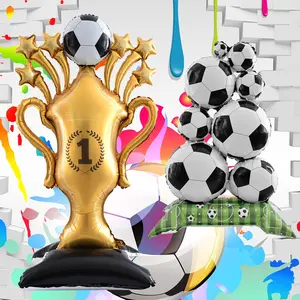 59-Inch Standing Soccer Trophy Balloon, Football Theme Party Decoration, Fan Party Decor, Kids Birthday Party Decor, Aluminum Film Balloon