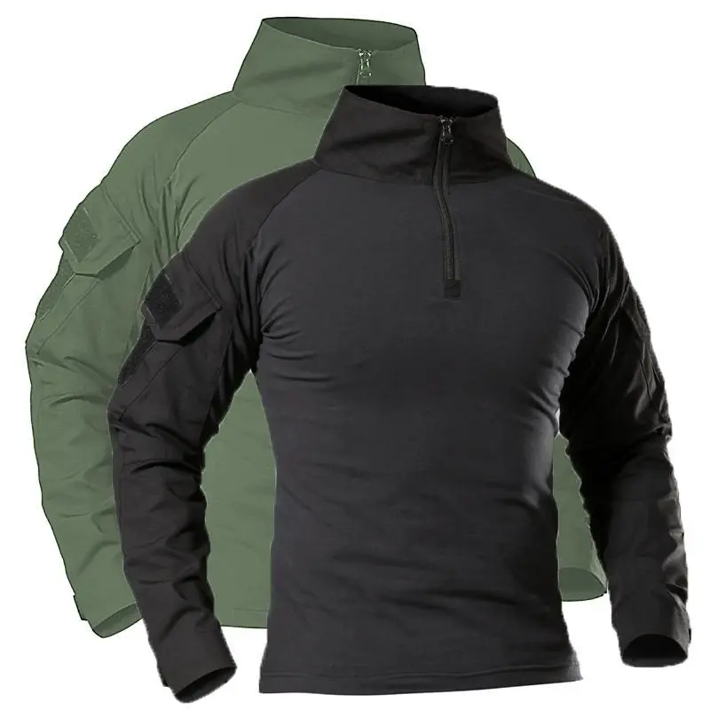 Men's All-Seasons Cotton CP Camouflage Long-Sleeve Tactical Shirt - S, XXL for Outdoor Hiking, Hunting, Climbing (Male Fit)