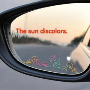 Cute Mushroom Pattern Car Rearview Mirror Sticker, Colorful Car Rearview Mirror Decal, Car Decals, Automobile Decals, Exterior Decoration Accessories for Car, Truck, SUV, Vehicle Decoration, Sticker For Cars, Car Stickers