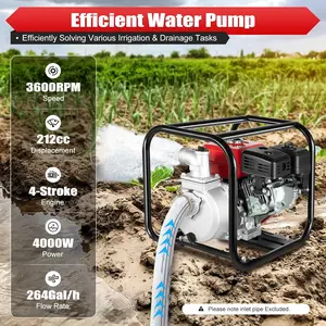 212CC Gas-Powered Trash Water Pump with Hose Kit- 2 Inch | 7.5HP, 4-Stroke Engine - Ideal for Irrigation from Lake, Pool Draining (2 inch)