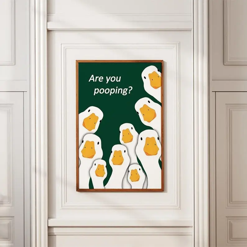 Are You Pooping Goose Poster, Funny Animals Posters, Vintage Poster Retro Print Wall Art, Home Decor Christmas Gifts Canvas Print Unframed