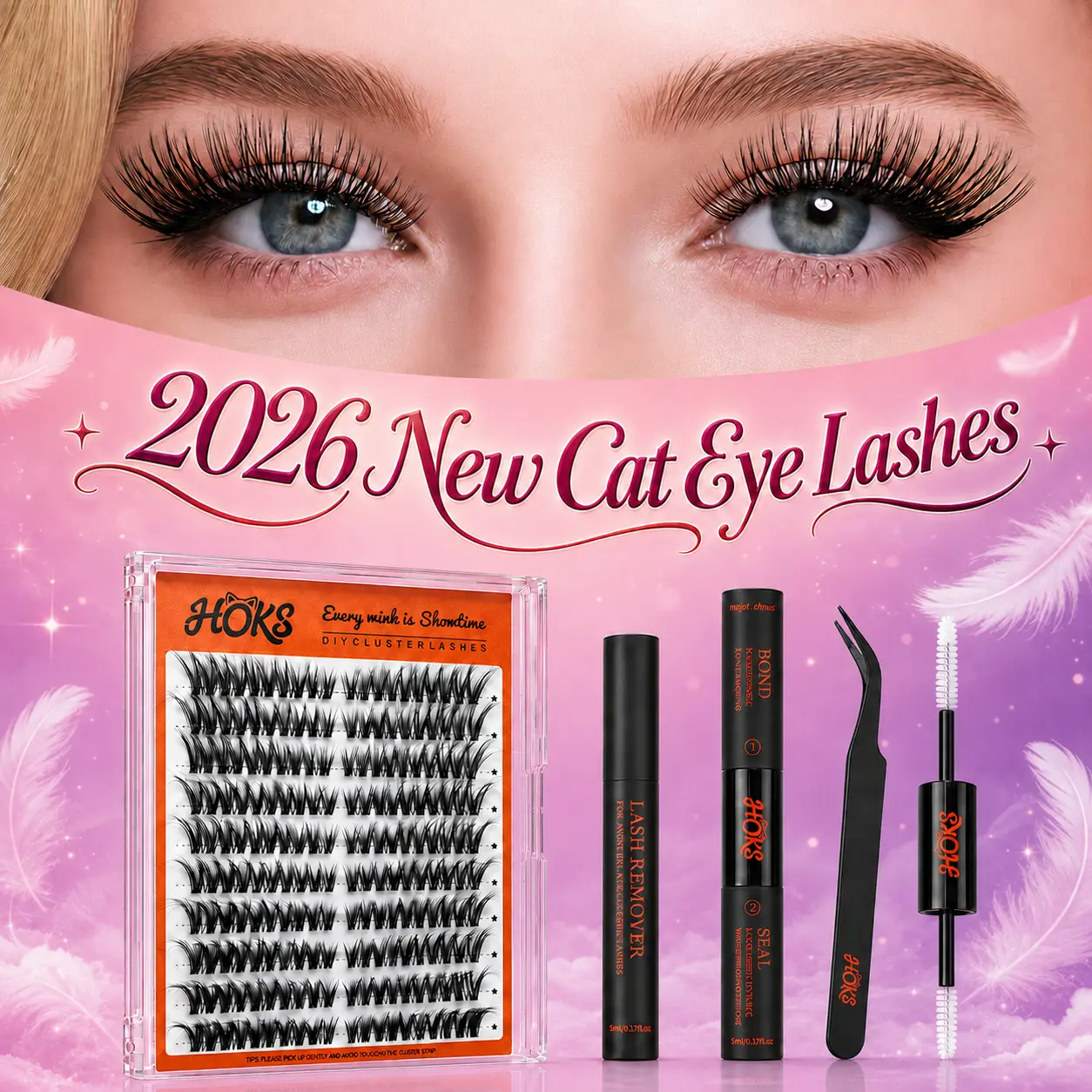Natural Wispy Cat-Eye Lash Clusters, Super Soft Thin Band,Natural Voluminous Look for Daily Wear,Waterproof Pool Proof,Beginner Friendly Eyelashes Extensions #dealsforyoudays