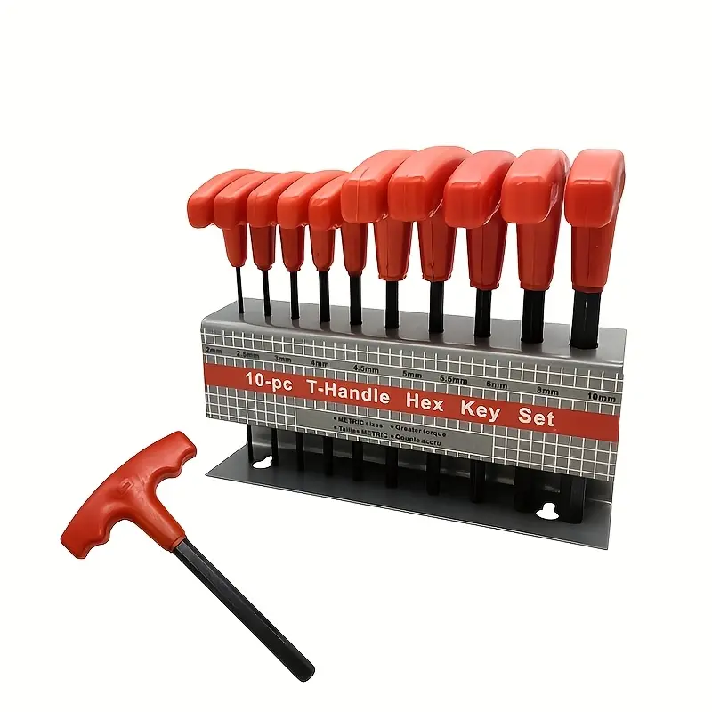 10Pcs T Handle Allen Wrench Set Hex Key Set Portable Hand Tools Hexagon Spanner Set for Repairing, Metric