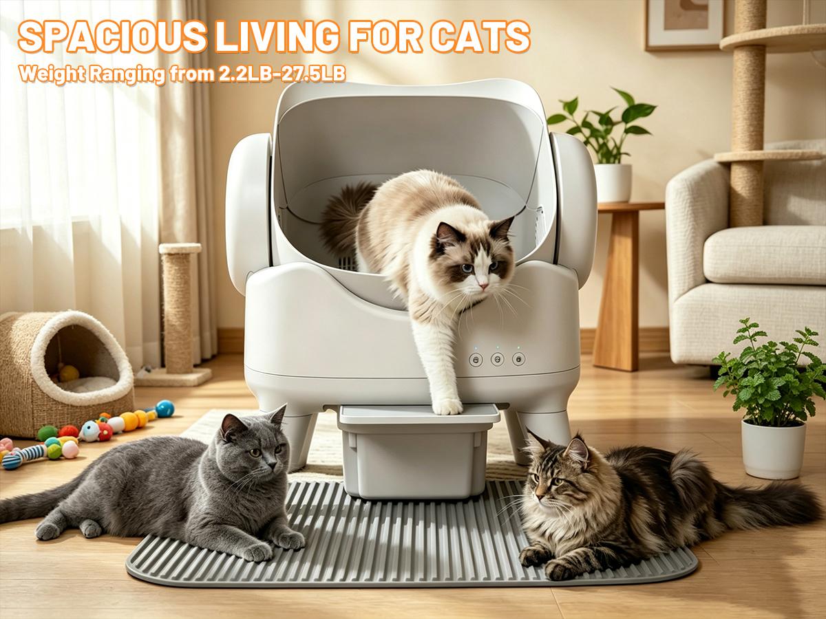 Smart Self-Cleaning Cat Litter Box | Automatic Litter Robot Box, Large Open-Top, Anti-Pinch & Safety Sensors, Easy Step for Senior Cats, Multi-Cat Friendly, Indoor Pet Hack #SummerVibes #PetLovers