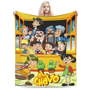 Chavo Anime Character Flannel Blanket - Soft All-Season Bedspread & Couch Throw with Chavo Design, Vibrant Colors for Fans, Durable Cozy Gift for Birthdays, Christmas, Home & Travel Use 625