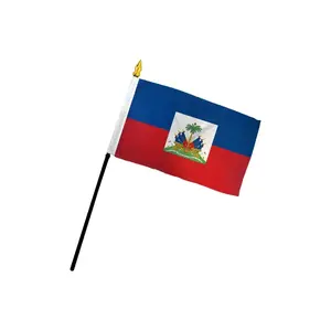 Haiti 4x6in Stick Flag, Festive & Party Supplies Backdrop Accessory with Stitched Edge