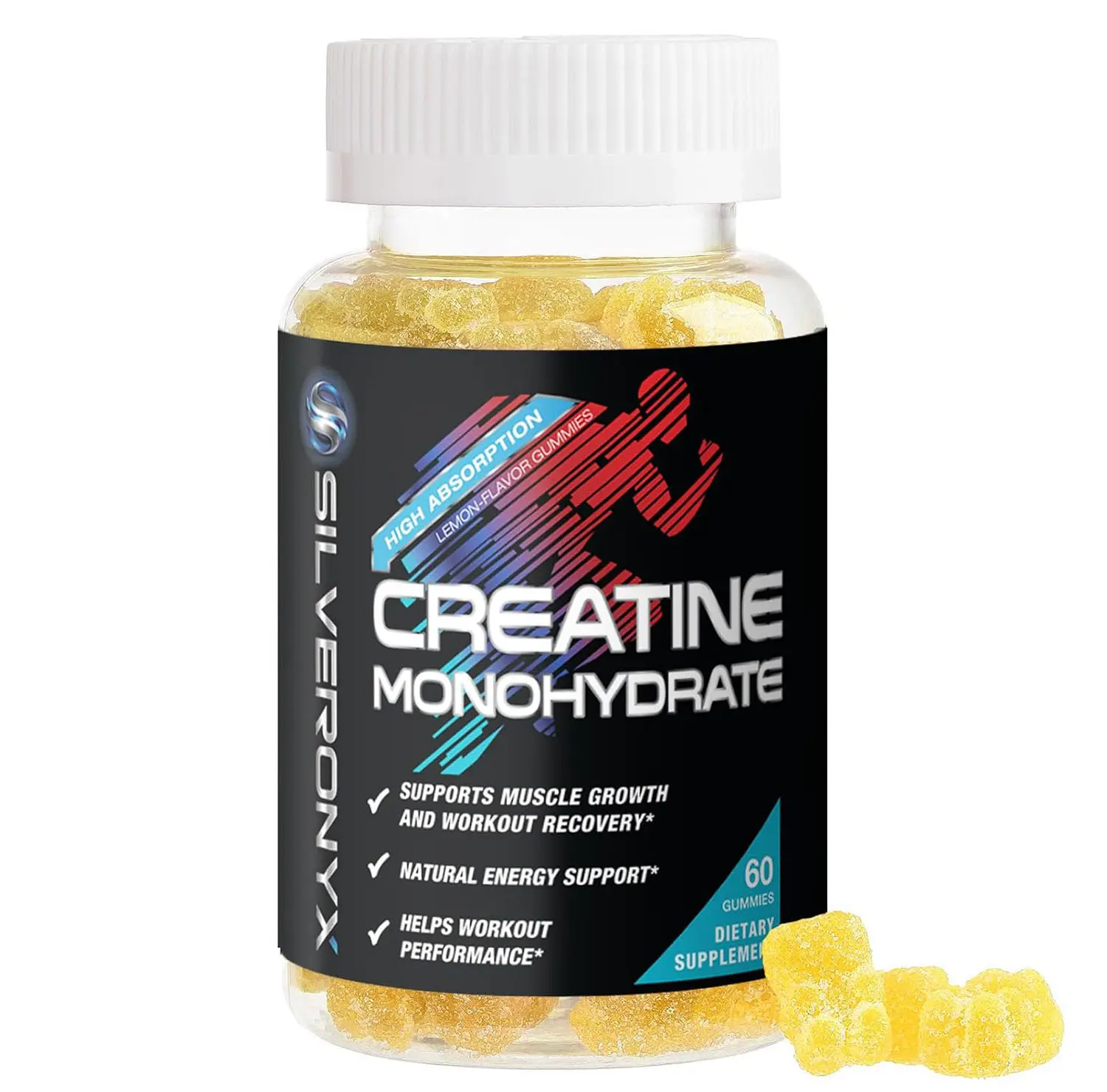 Creatine Gummies - 1000 MG (1g) Creatine Monohydrate per Gummy - Best Micronized, Sugar Free Creatine Chewable for Men & Women - Supports Lean Muscle, Strength, Energy & Endurance - 60 Lemon Gummies