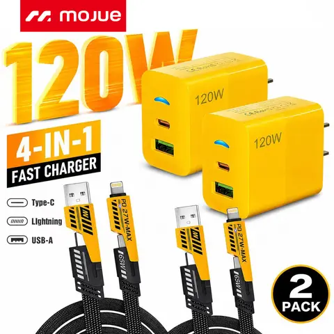 1-Pack Portable Fast Charger,New 120W Type C/USB A dual-port adapter,  mechanical style multi-functional cable, suitable for gaming, office, travel 5FT Flat Braided Charger Cord for iPhone 18-12Pro Max/iPad/Airpods/Samsung
