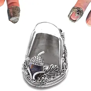 Vintage Style Sewing Thimbles for Hand Sewing, Wraparound Design Open Nail Acorn Finger Protector, Quilting Craft Accessories for Knitting Needlework DIY Tools