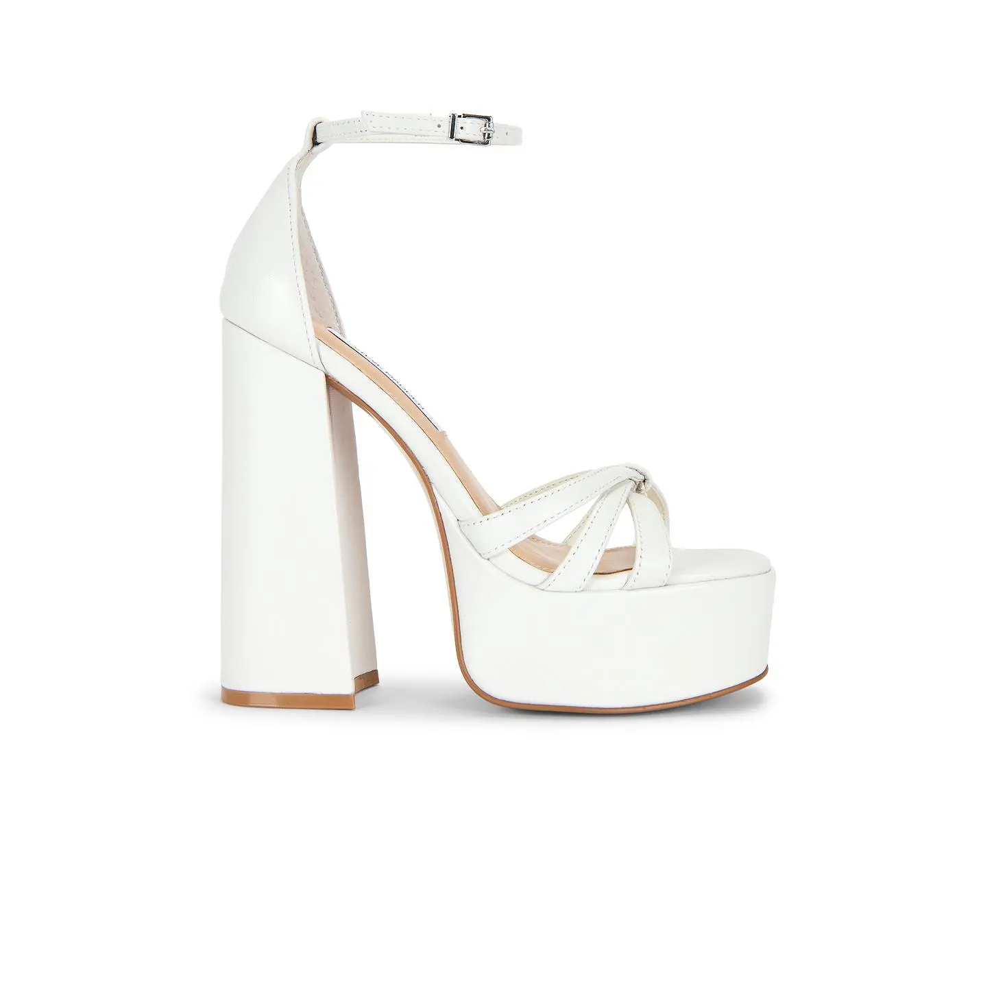 Steve Madden Retro Platform Heels in White Leather