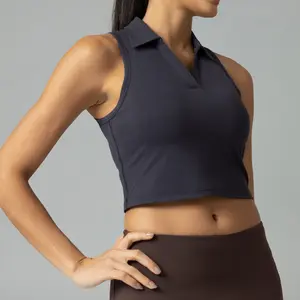 Colorfulkoala Women's Sorona Polo Tank Tops Slim-Fit Golf Crop Tops Sleeveless Tennis Casual Shirts