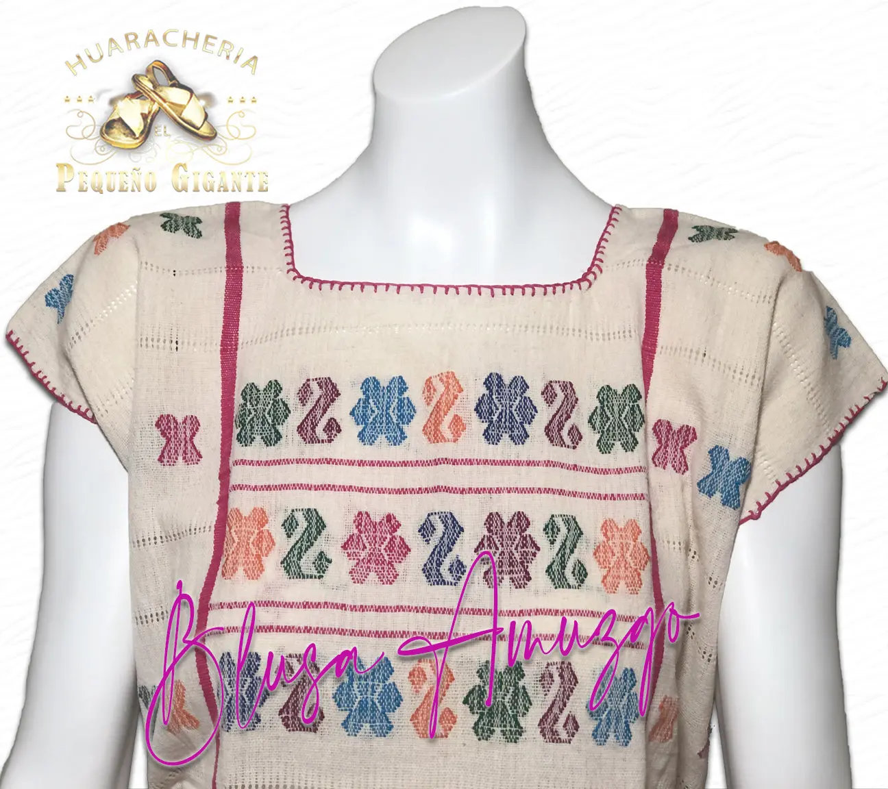 Blusa de Amuzgo Bordado a Mano en Telar | Unitalla