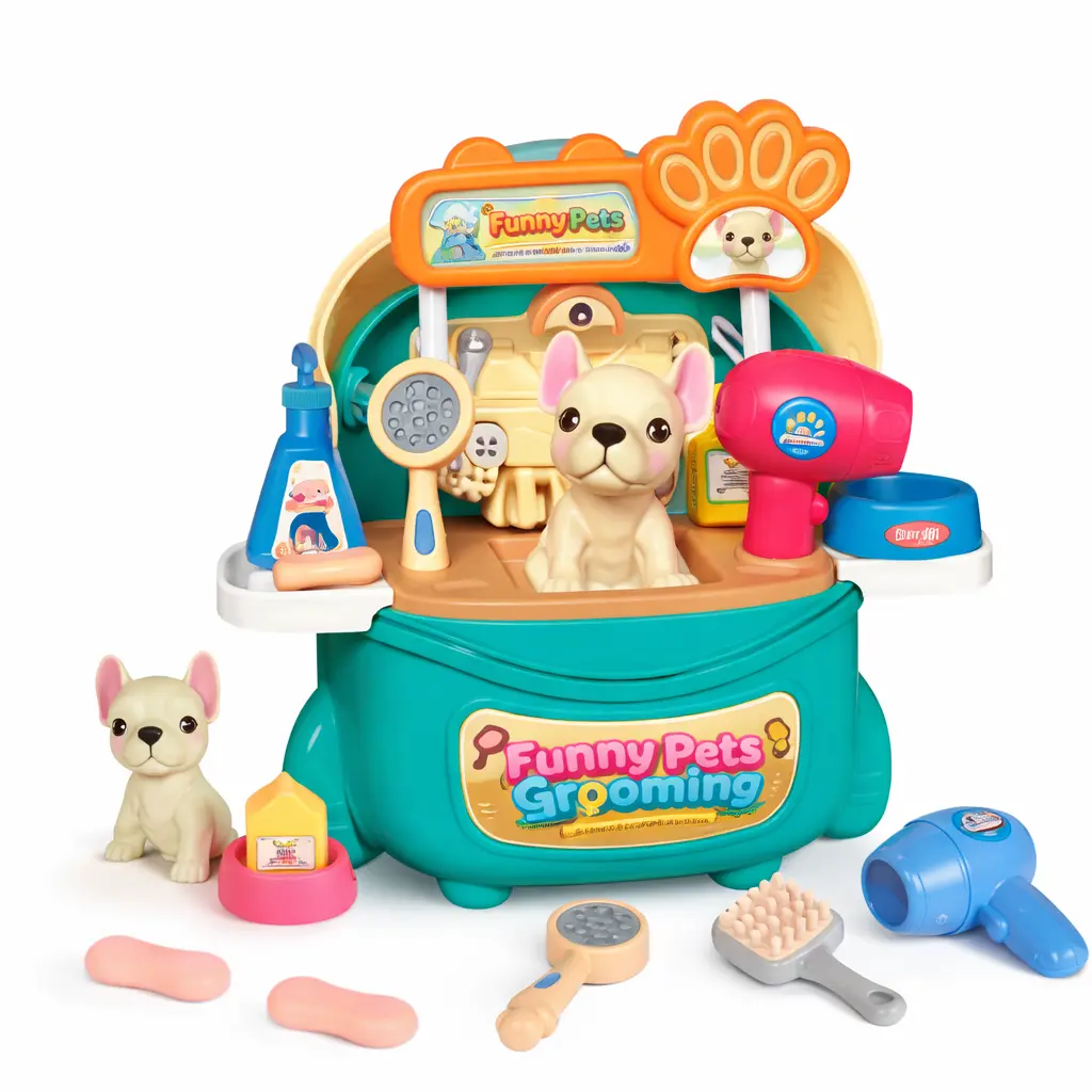 Pet Dog Grooming Backpack Play Set for Kids - Puppy Vet Salon Toy Kit with Accessories & Carry Case